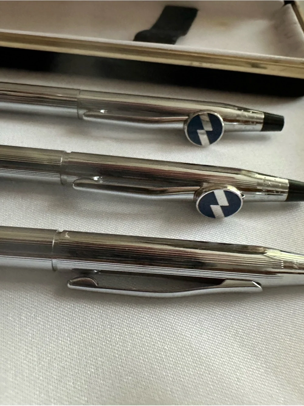 2 vintage Cross Pens and 1 Pencil with Case, Stainless Steel Ballpoint Pens